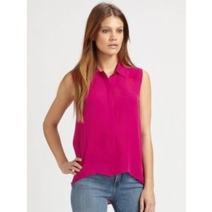 Pink Silk Sleeveless Theory Top